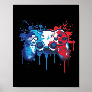 Poster Jogador - Jogo 1 Azul Branco Vermelho - 4 De Julho