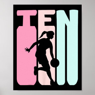 Poster Jogador Retro Basquete com 10 Anos de Idade, Anive