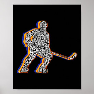 Poster Jogador Retro de Hóquei no Gelo Para Homens Crianç