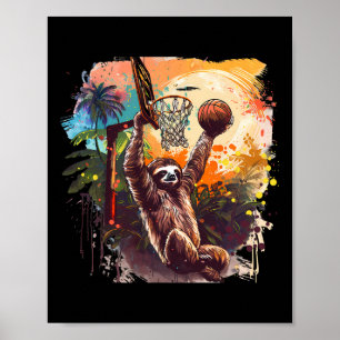 Poster Jogador Sketll Nature Sloth Slam Dunk Splash Sketl