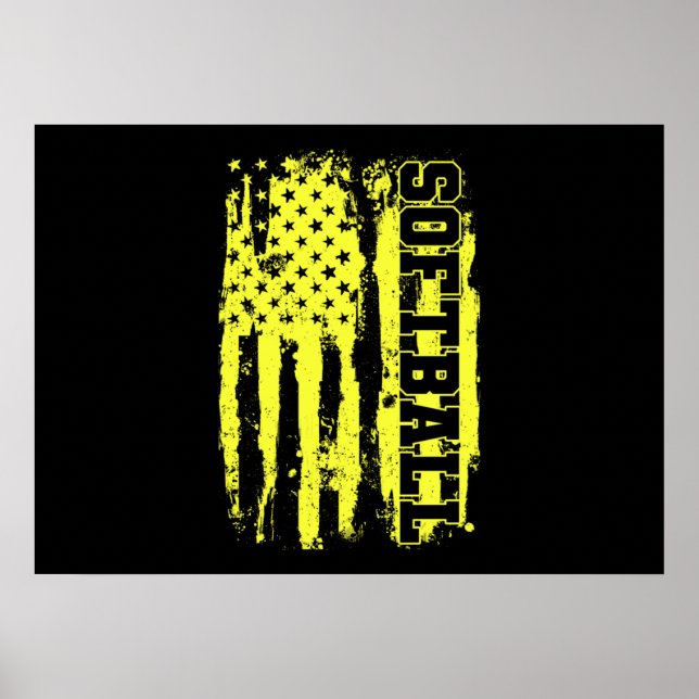 Poster Jogador Softball American Flag (Frente)