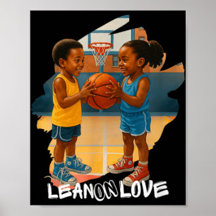 Poster Jogadora De Basquete De Menino E Americano African
