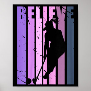 Poster Jogadora de hóquei de campo feminina retrô legal T