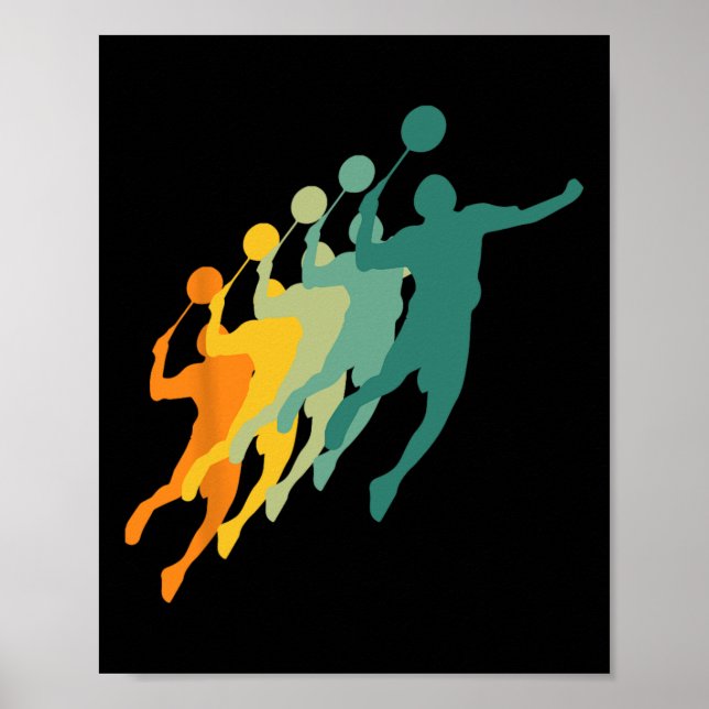 Poster Jogadores De Badminton Do Retro Enchem Caco De Rac (Frente)
