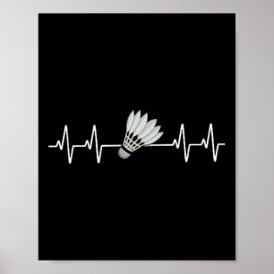 Poster Jogadores De Badminton Heartbeat Pulso Love Badmin