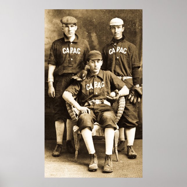 Pôster Jogadores de Baseball Vintage (Frente)
