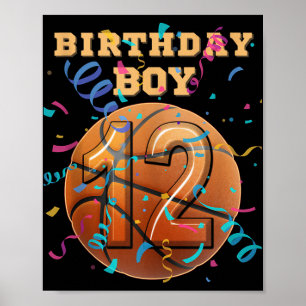 Poster Jogadores De Basquete De 12 Birthday Boy De 12 Ano