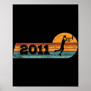Poster Jogadores de basquete Vintage Nascer 2011 Birthday