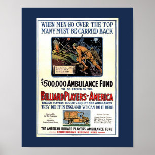 Pôster Jogadores de bilhar de América WW1 que Fundraisin