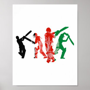 Poster Jogadores de Críquete Bandeira do Afeganistão