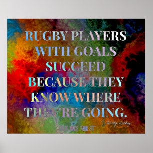 Poster Jogadores do rugby com citações dos objetivos pa
