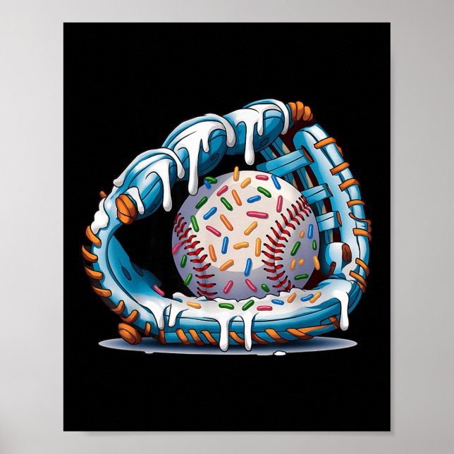 Poster Jogadores Engraçados De Sorvete Com Luva De Baseba (Frente)