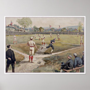 Poster Jogando a antiguidade de Louis Prang do basebol