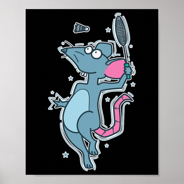Poster Jogando Badminton Rat (Frente)
