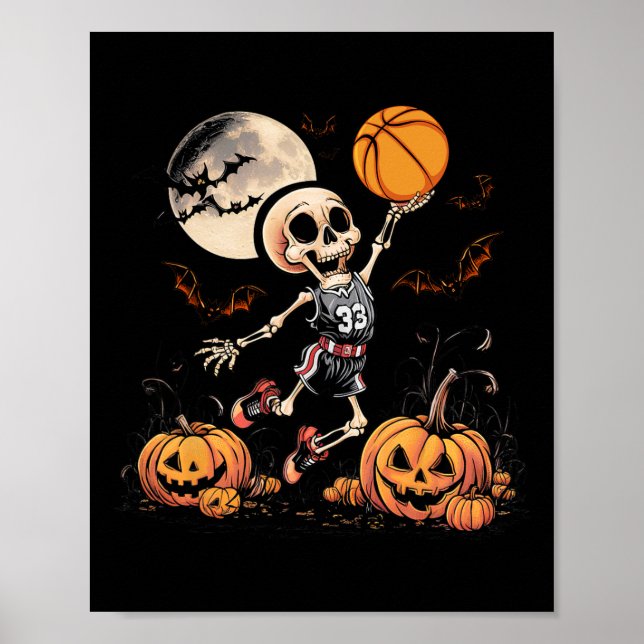 Poster Jogando basquete no Halloween Men (Frente)