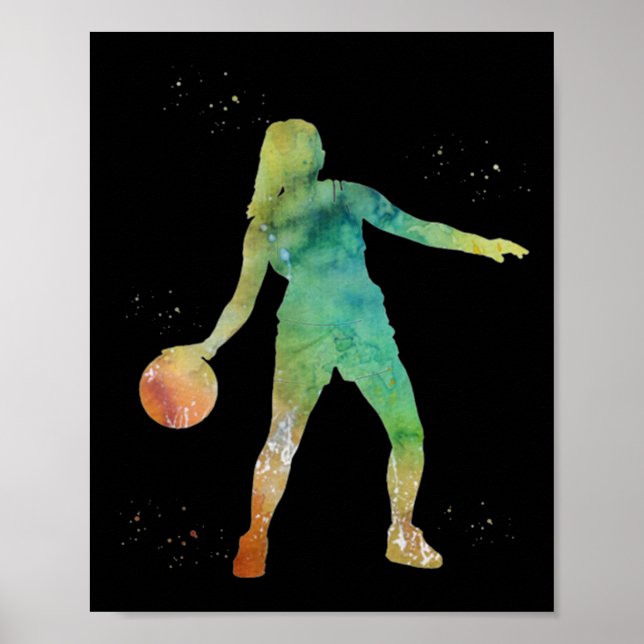 Poster Jogando Garota de Basquete (Frente)
