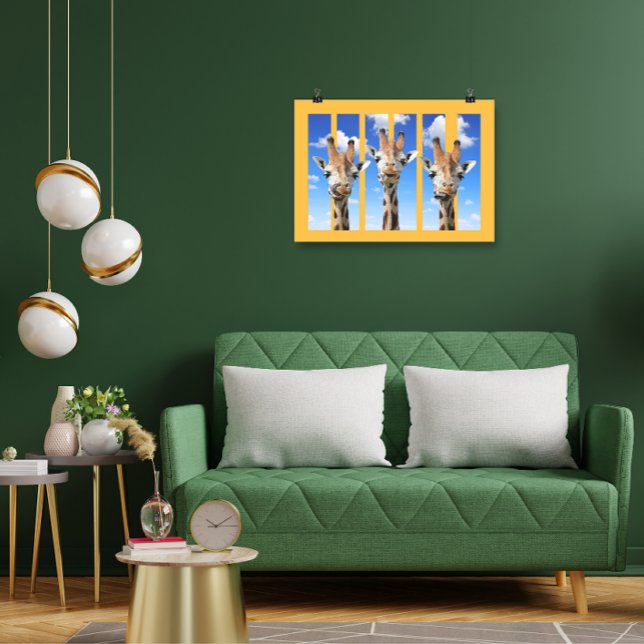 Pôster Jogando Girafa Trio Wall Art, Safari Déco (Criador carregado)