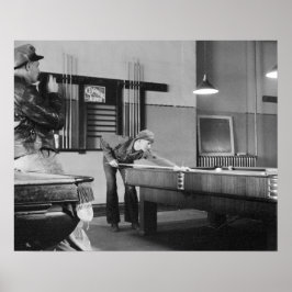Pôster Jogando Sinuca, 1940. Foto Antiga
