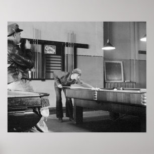 Pôster Jogando Sinuca, 1940. Foto Antiga