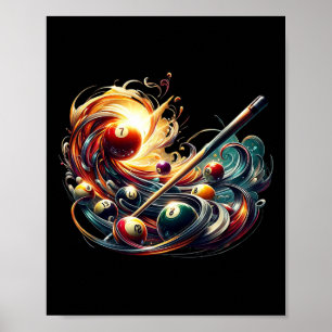 Poster Jogar Bilhar Significa dominar A Cue No B