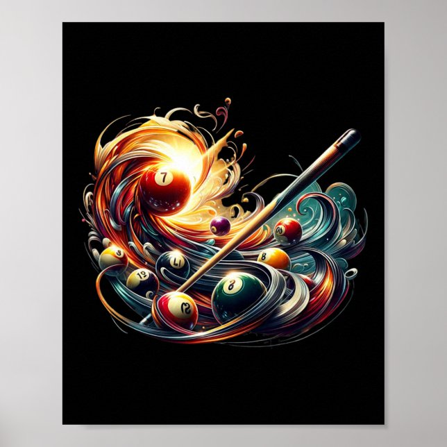 Poster Jogar Bilhar Significa dominar A Cue No B (Frente)