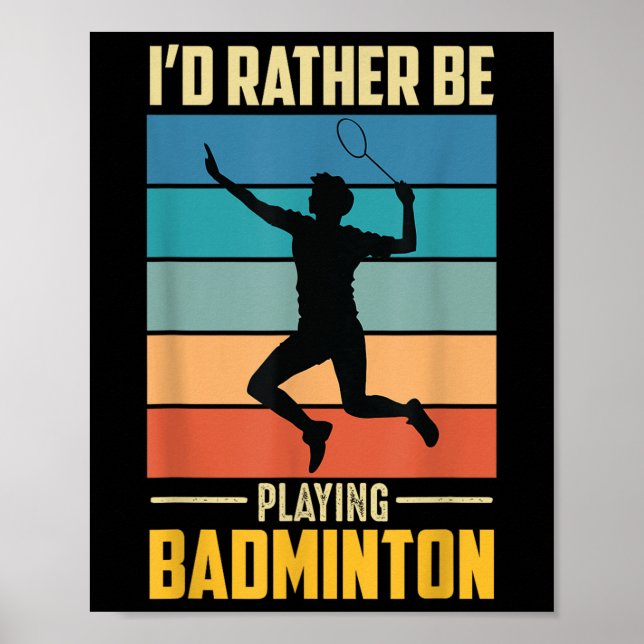 Poster Jogar Jogo de Jogador de Badminton Retro Peteca de (Frente)