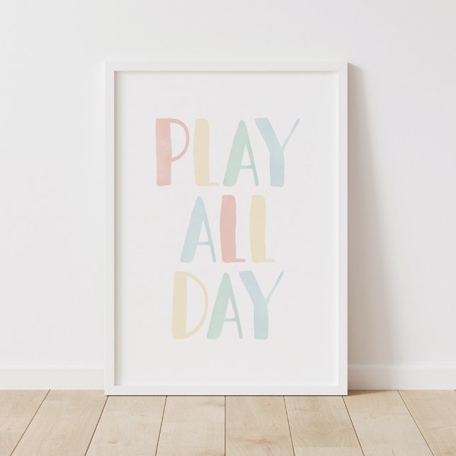 Poster Jogar o dia inteiro Pastel Rainbow Girls Room Deco (Criador carregado)