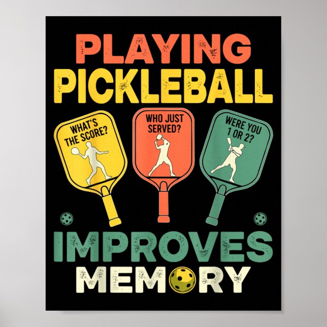 Poster Jogar pickleball melhora a memória divertido pickl (Frente)