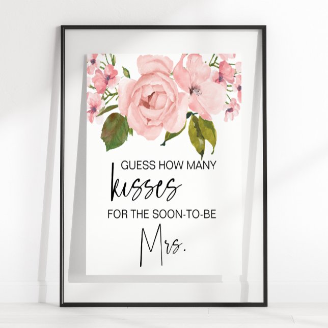 Poster Jogo Adivinhe Quantos Beijos com Rosas Rosa Bege F (Criador carregado)