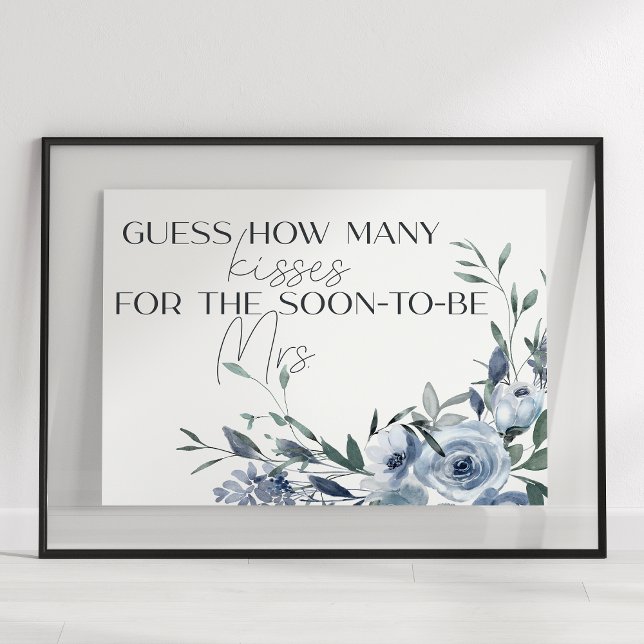 Poster Jogo Adivinhe Quantos Beijos Flores Azul Empoeirad (Criador carregado)