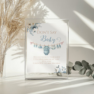 Poster Jogo Adorable Menino Floral Azul Não Diga Bebê