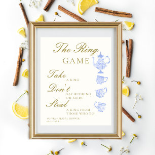 Poster Jogo Bridal Chá China Definido como Branco Azul