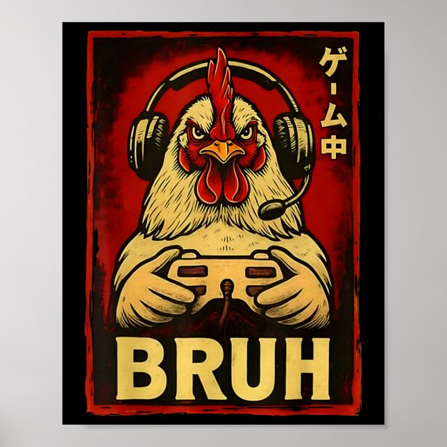 Poster Jogo Bruh Frango Vídeo Game Controller Engraçado G (Frente)