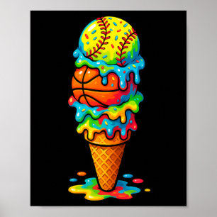 Poster Jogo Colorido de Verão com Gotejamento de Sorvete