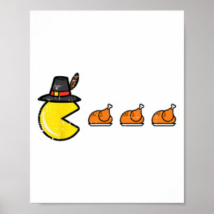 Poster Jogo de Ação de Graças Comendo Jogo Turco Homens J