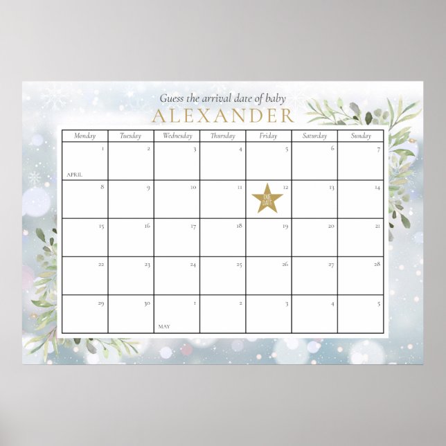 Poster Jogo de adivinhação da data de nascimento do chá d (Frente)