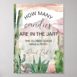 Poster Jogo de Adivinhação do Chá de fraldas de Boho Dese