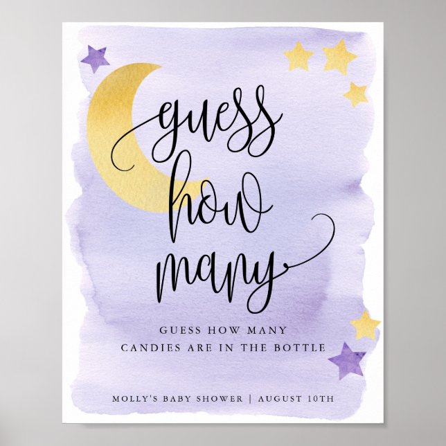 Poster Jogo de Adivinhação Roxa Lua Cheia (Frente)