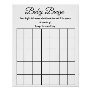 Pôster jogo de baby bingo para chá de bebê