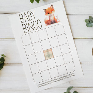Poster Jogo de Baby Shower Bebê Bingo Baby Raposa Fofa