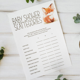 Poster Jogo de Baby Shower Little Fox Scattergories