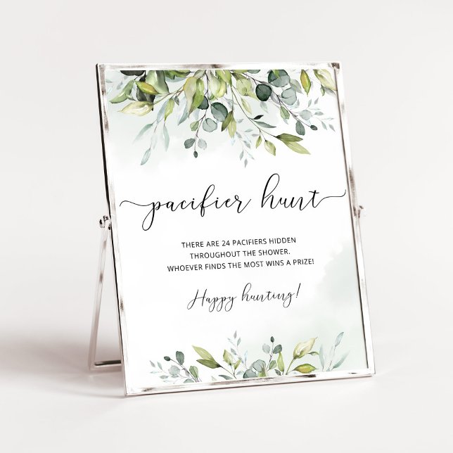 Poster Jogo de caça ao chá de fraldas Eucalyptus Pacifier (Criador carregado)