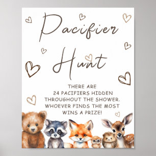 Poster Jogo de Caça ao Chupeta Festa de Bebê Animal da Fl