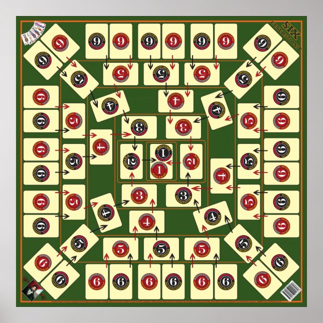 Pôster Jogo de Cartão de Conselho de seis gerações - Mapa (Frente)