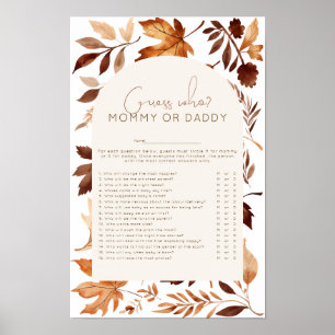 Poster Jogo de Chá de Bebê Adivinhe Quem do Outono Amor