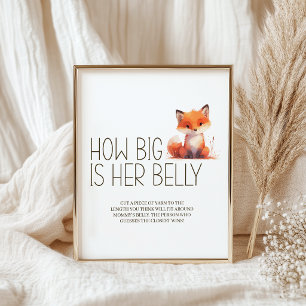 Poster Jogo de Chá de Bebê Little Fox Big Is Her Belly