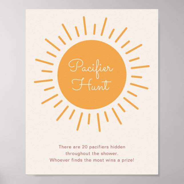 Poster Jogo de Chá de Caça com Pacificador Boho Sunshine (Frente)