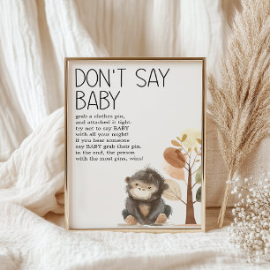 Poster Jogo de Chá de fraldas de Animais do Jardim Zoo Sa