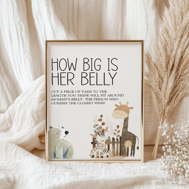 Poster Jogo de Chá de fraldas de Animais do Jardim Zoo Sa (Criador carregado)