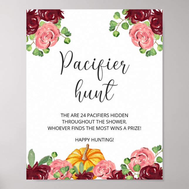 Poster Jogo de chá de fraldas de caça à abóbora-borrifada (Frente)